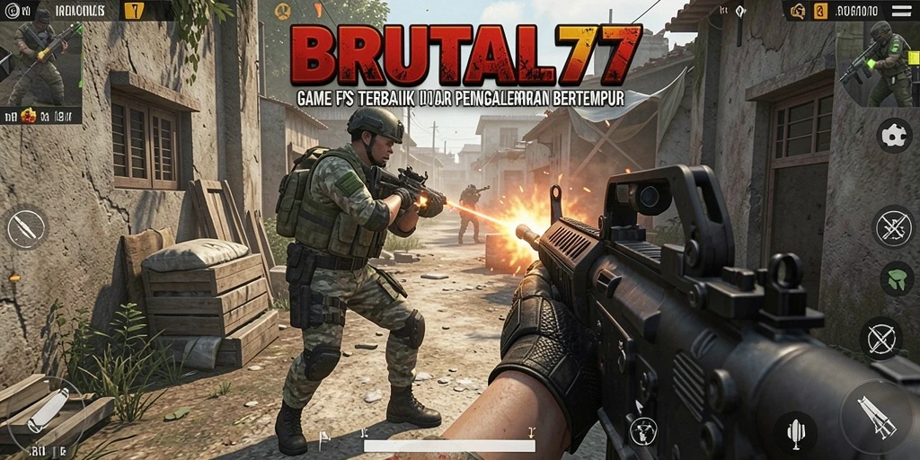 Gameplay seru dalam pertempuran FPS di BRUTAL77.