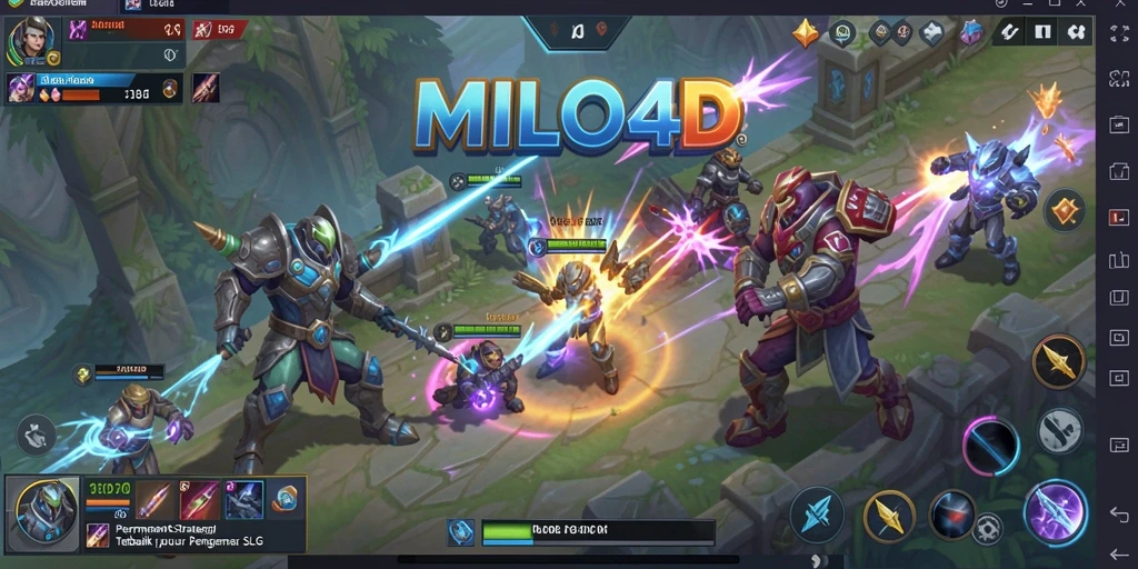 Screenshot gameplay menunjukkan pertempuran strategis yang mendebarkan di MILO4D.