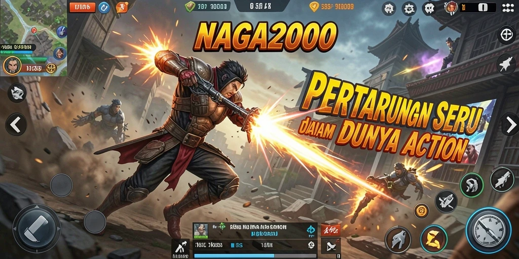 Screenshot gameplay NAGA2000 menampilkan aksi pertarungan yang intens.