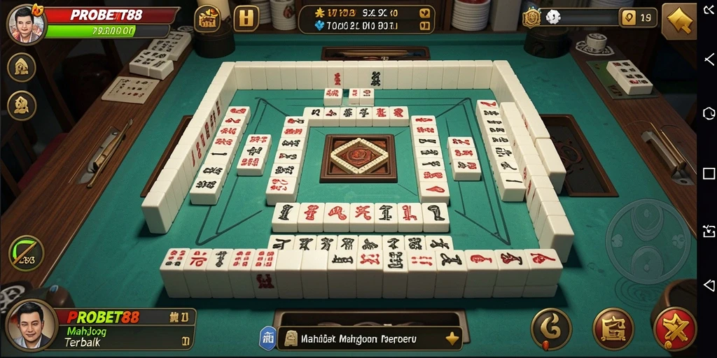 Screenshot gameplay PROBET88 menampilkan suasana Mahjong yang seru.
