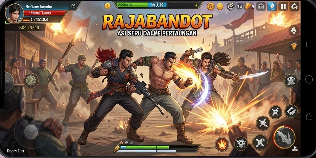 Tampilan seru dari gameplay RAJABANDOT yang penuh aksi.