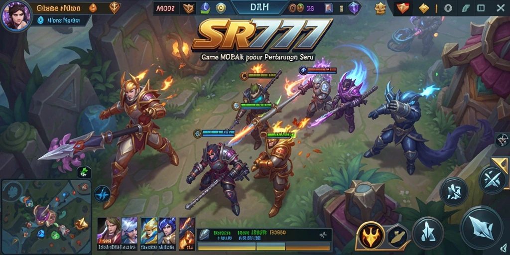 Tampilan aksi seru dalam gameplay SR777 MOBA.